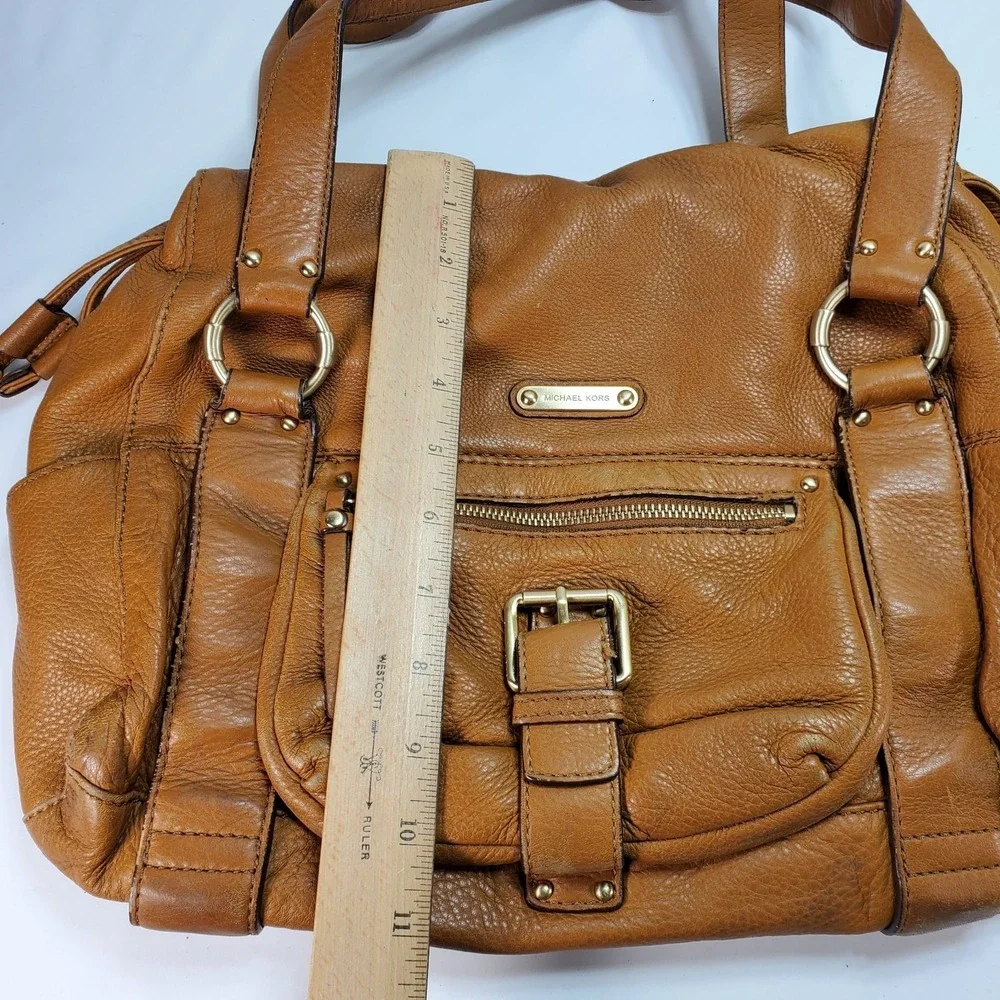 Michael Kors Rust Brown Multi Pocket Pebbled Leather Shoulder‎ Bag Y2K Hobo